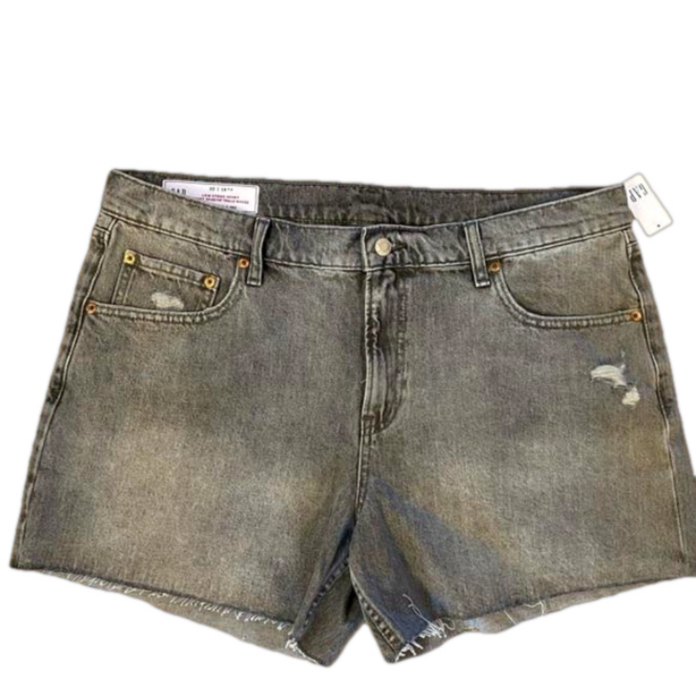 NWT Gap low stride zipper-Fly Destructed Denim light wash black Shorts  14/32